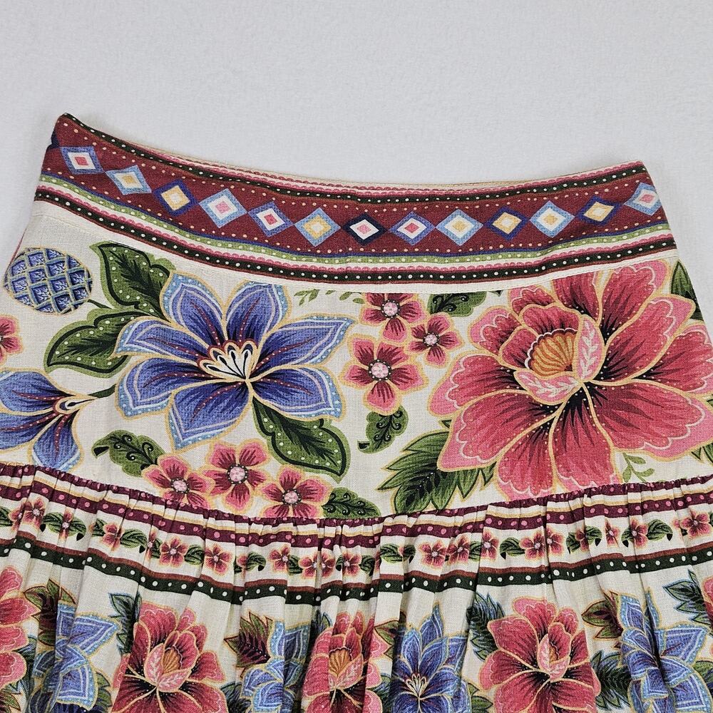 Farm Rio Floral Mini Skirt S Romantic Garden Pleated Tribal Tropical Cotton Boho - Picture 2 of 13